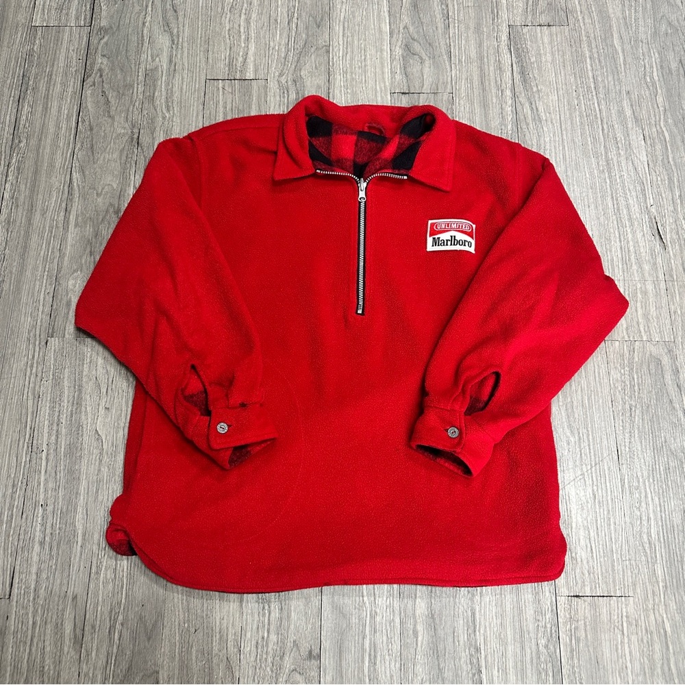 Vintage 80’s Marlboro Reversible Buffalo Quarter Zip  Fleece